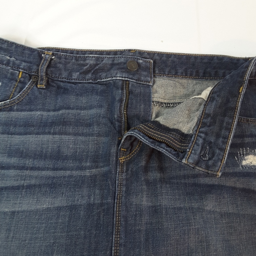 Loft Distressed Jean mini skirt Size 12 - Picture 2 of 7